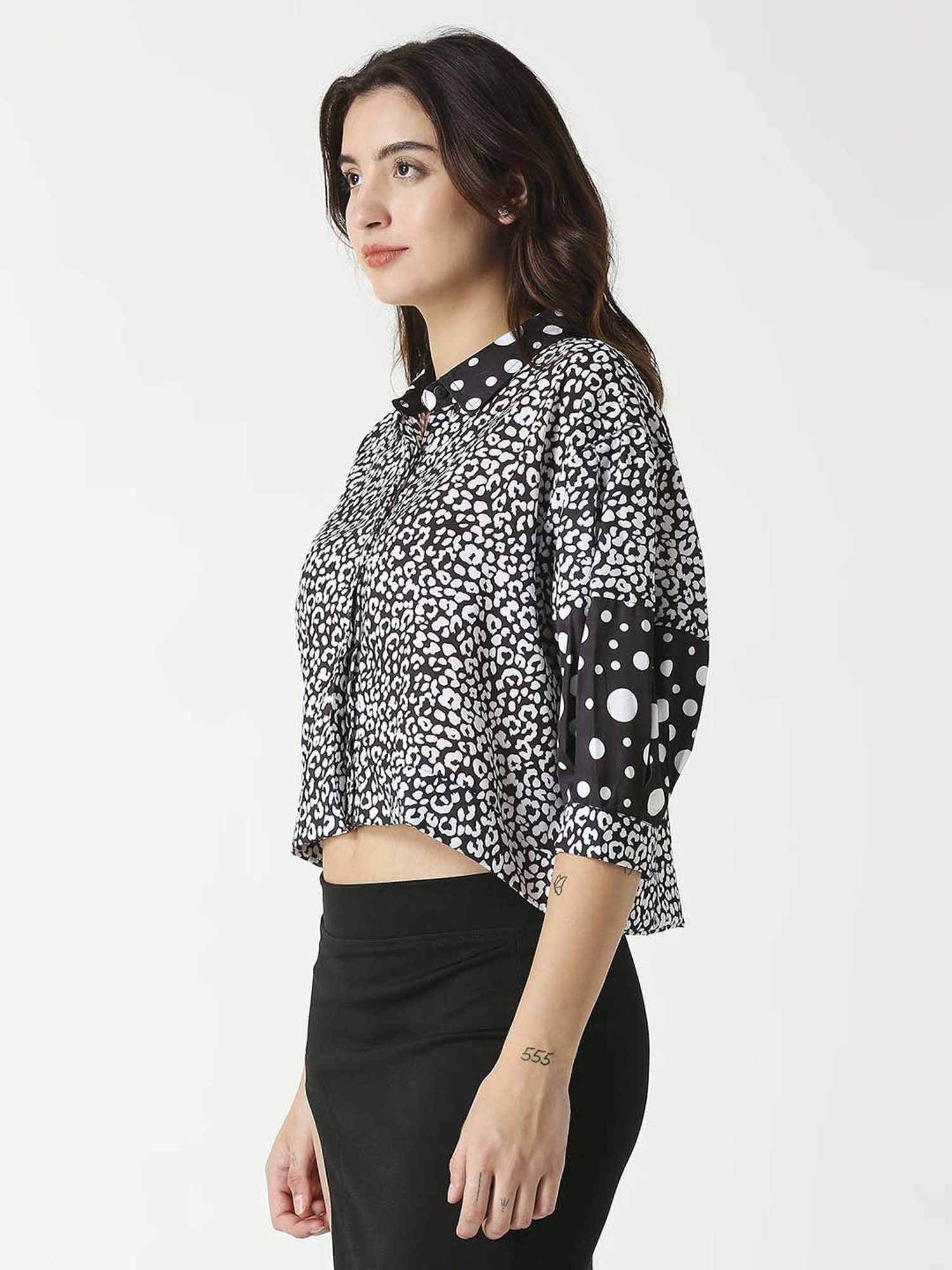 Remanika Black Cotton Printed Shirt