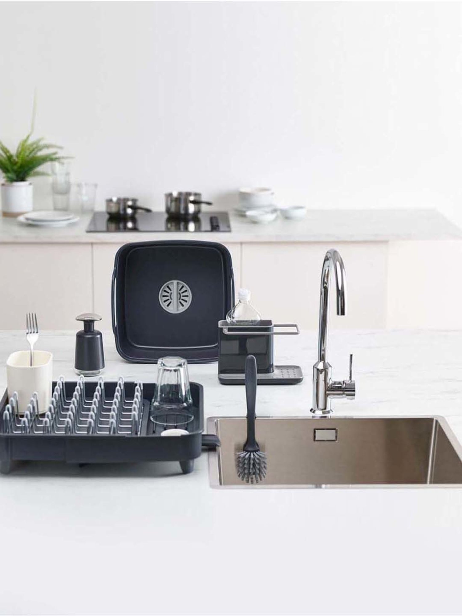 Joseph Joseph Grey Plastic Kitchen Sink Caddy With Sponge Holder