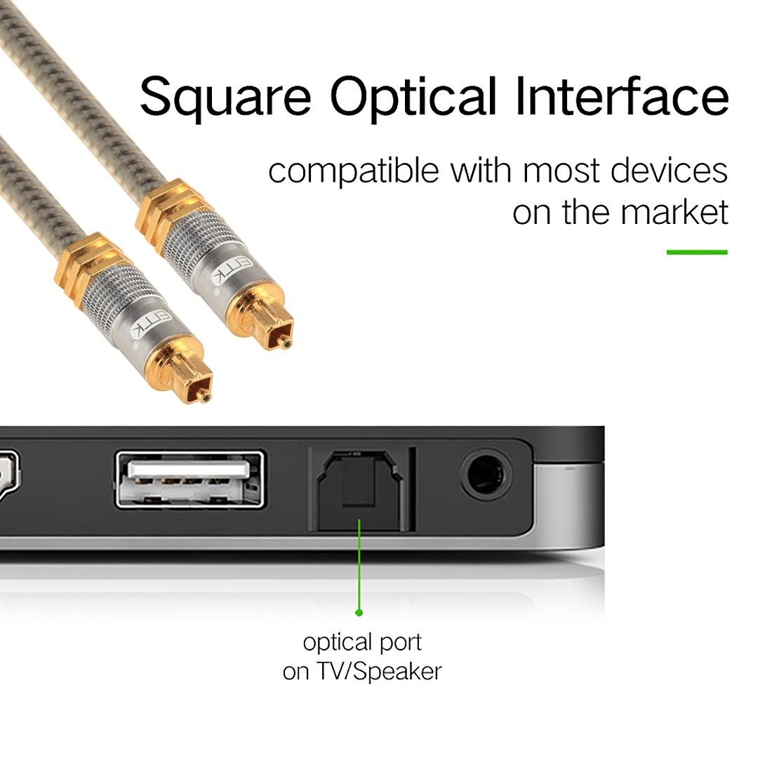 EMK YL-A 5m OD8.0mm Gold Plated Metal Head Toslink Male to Male Digital Optical Audio Cable