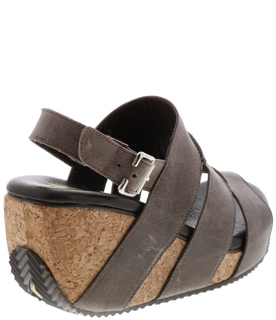 Volatile Robeline Cut Out Slingback Leather Cork Wedges