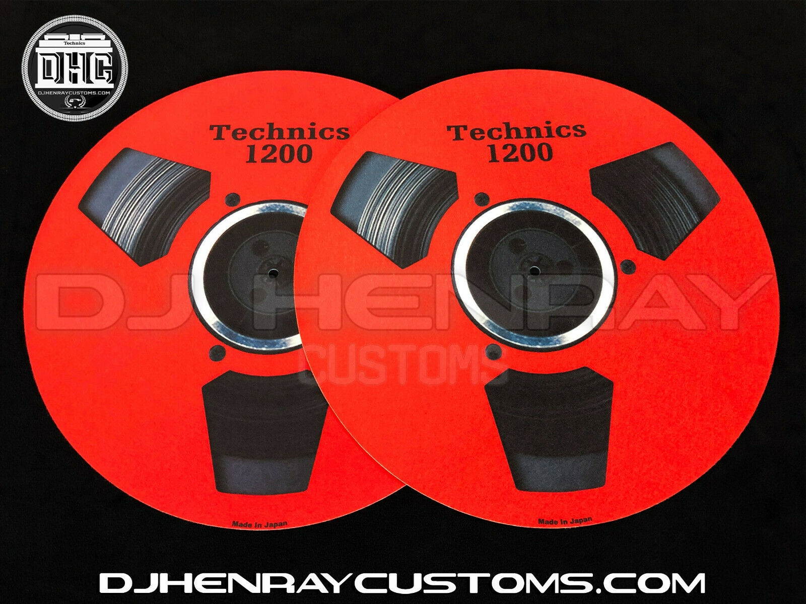 Technics Red blac Reel 2 Reel Dj Slipmats sl1200's mk2 mk5 m3d m5g any turntable