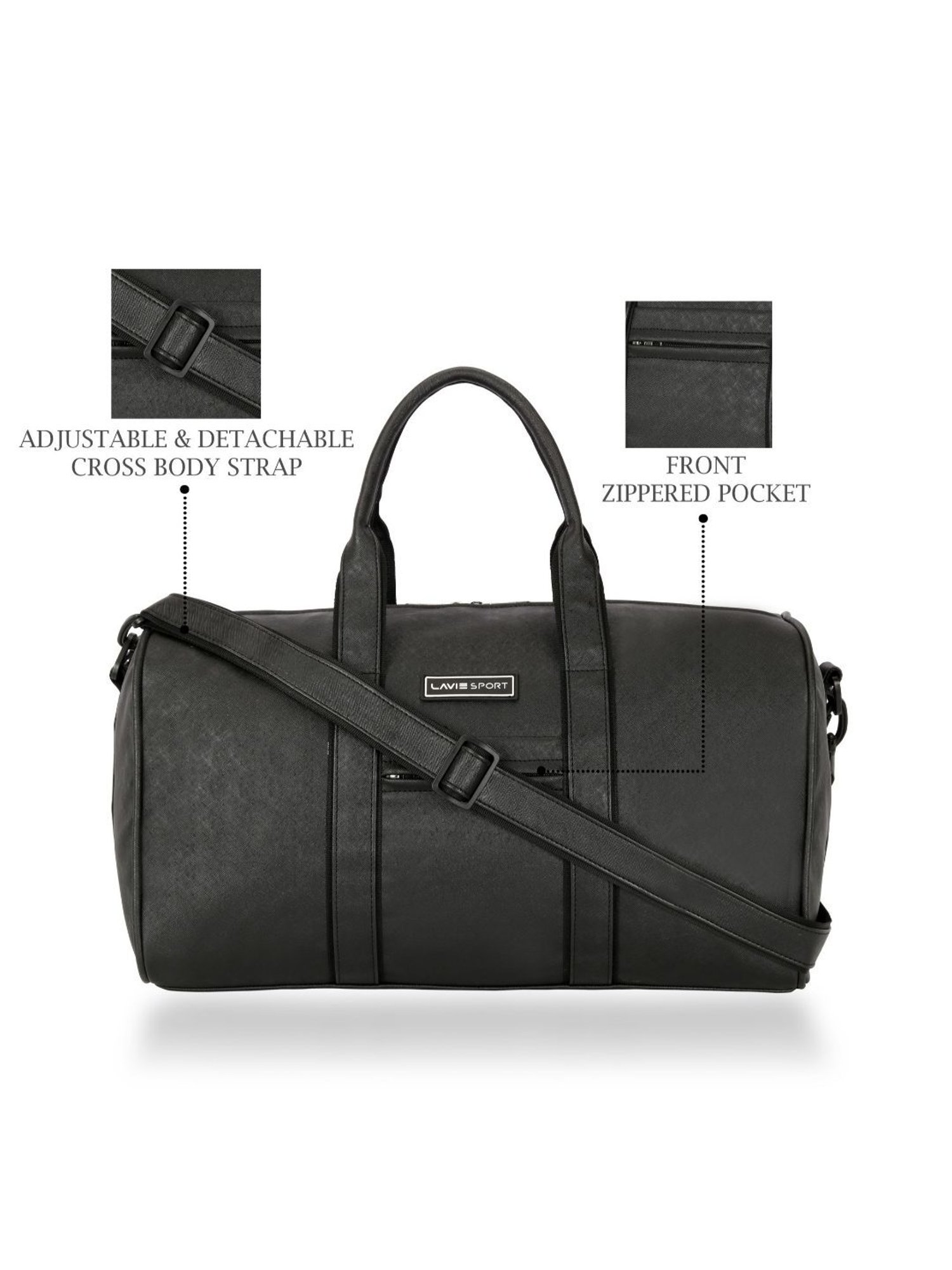 Lavie Sport Captain 32L Synthetic Leather Unisex  Duffle Bag (Black)