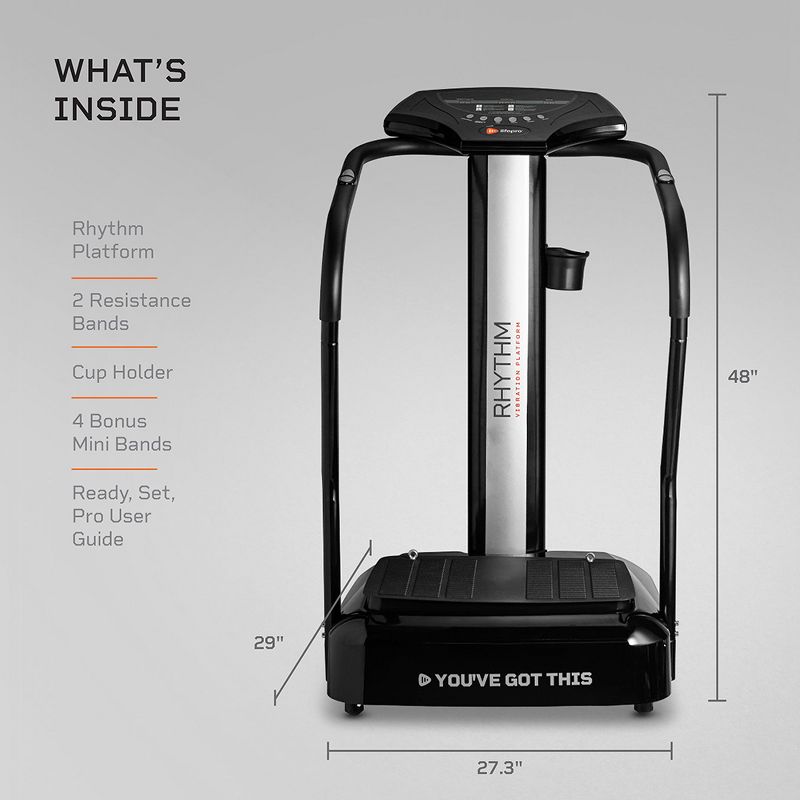 Lifepro Portable Home Body Weight Training Fitness Exercise Workout Rhythm Vibration Plate Platform Equipment Machine Set w/ Resistance Bands