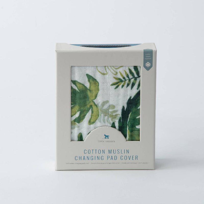 Little Unicorn Cotton Muslin Changing Pad Cover - Tropical Leaf