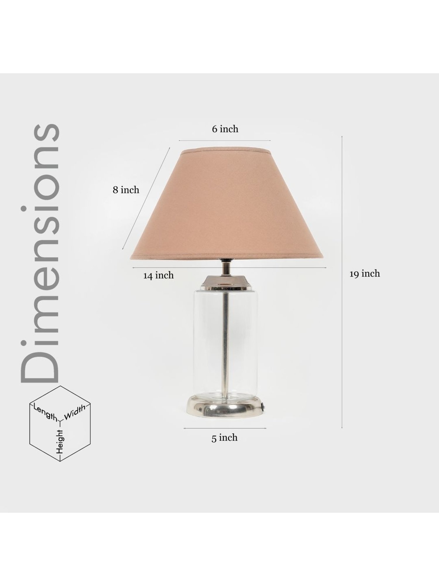 Kapoor Lamp Shades Transparent & Pink Glass Duffield Clear Cotton Shade Table Lamp