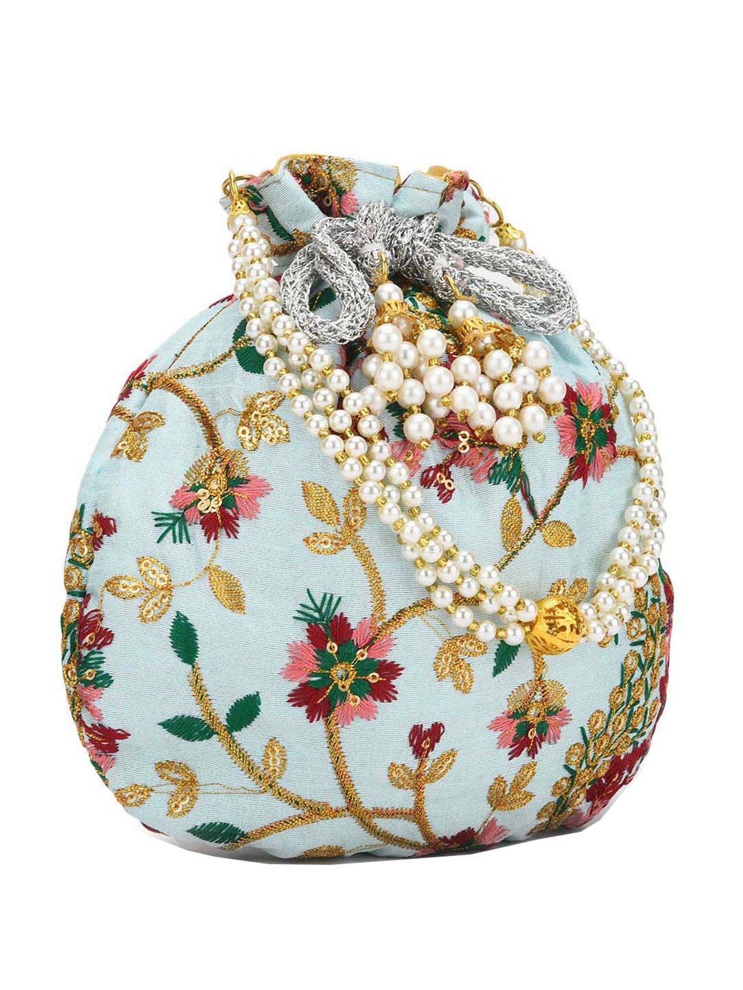 Gaurapakhi Blue Embroidered Potli