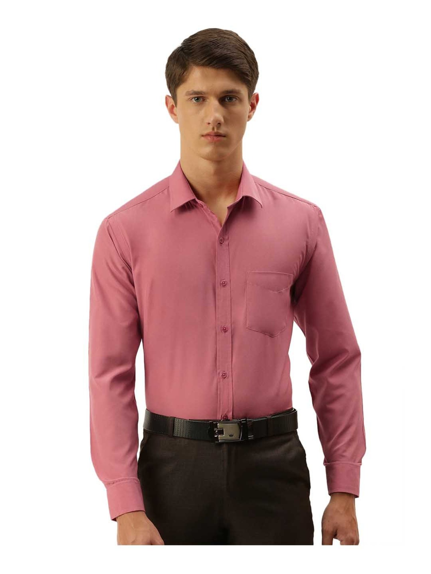 English Navy Coral Full Sleeves Solid Shirt