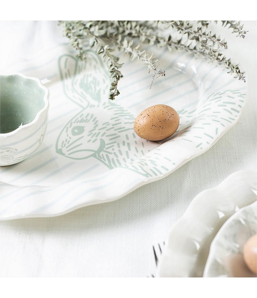 Coton Colors Speckled Rabbit Ruffle 15#double; Oval Platter