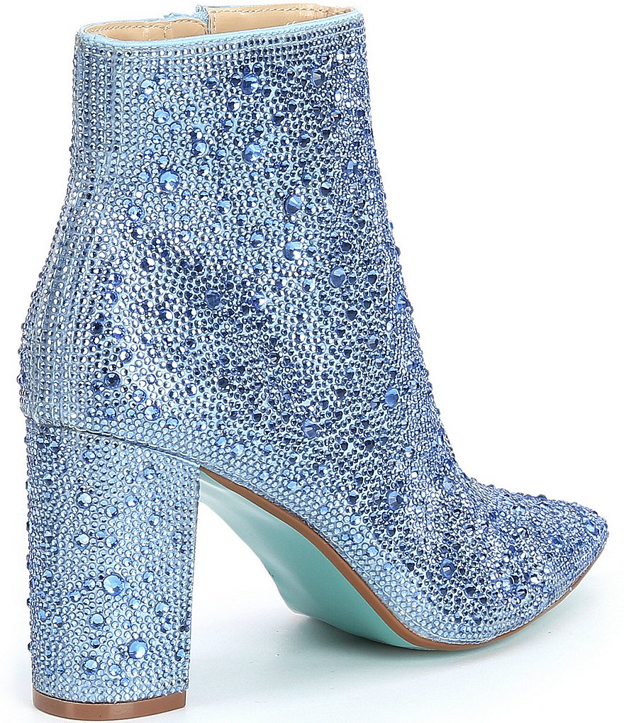 Blue by Betsey Johnson Cady Rhinestone Embellished Block Heel Booties