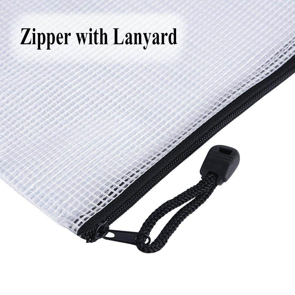 OAIMYY B6-Waterproof Tear-Resistant Plastic Zipper Pen File Document Folders Pockets Travel Bags,6-Pcs,Black