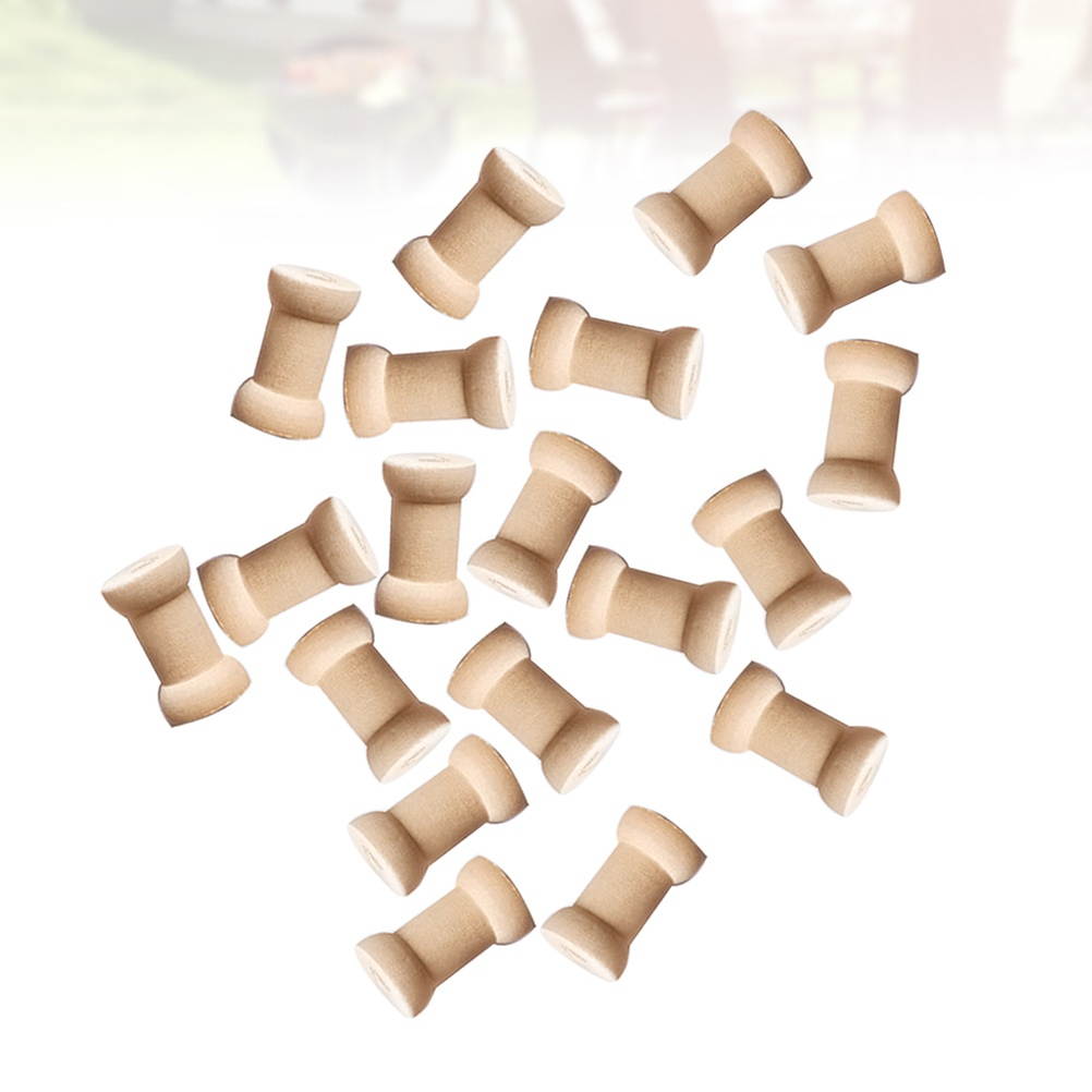 20Pcs Vintage Style Empyty Wooden Bobbins Spools Reels Organizer for Sewing Ribbons Twine Wood Crafts Tools Thread Wire