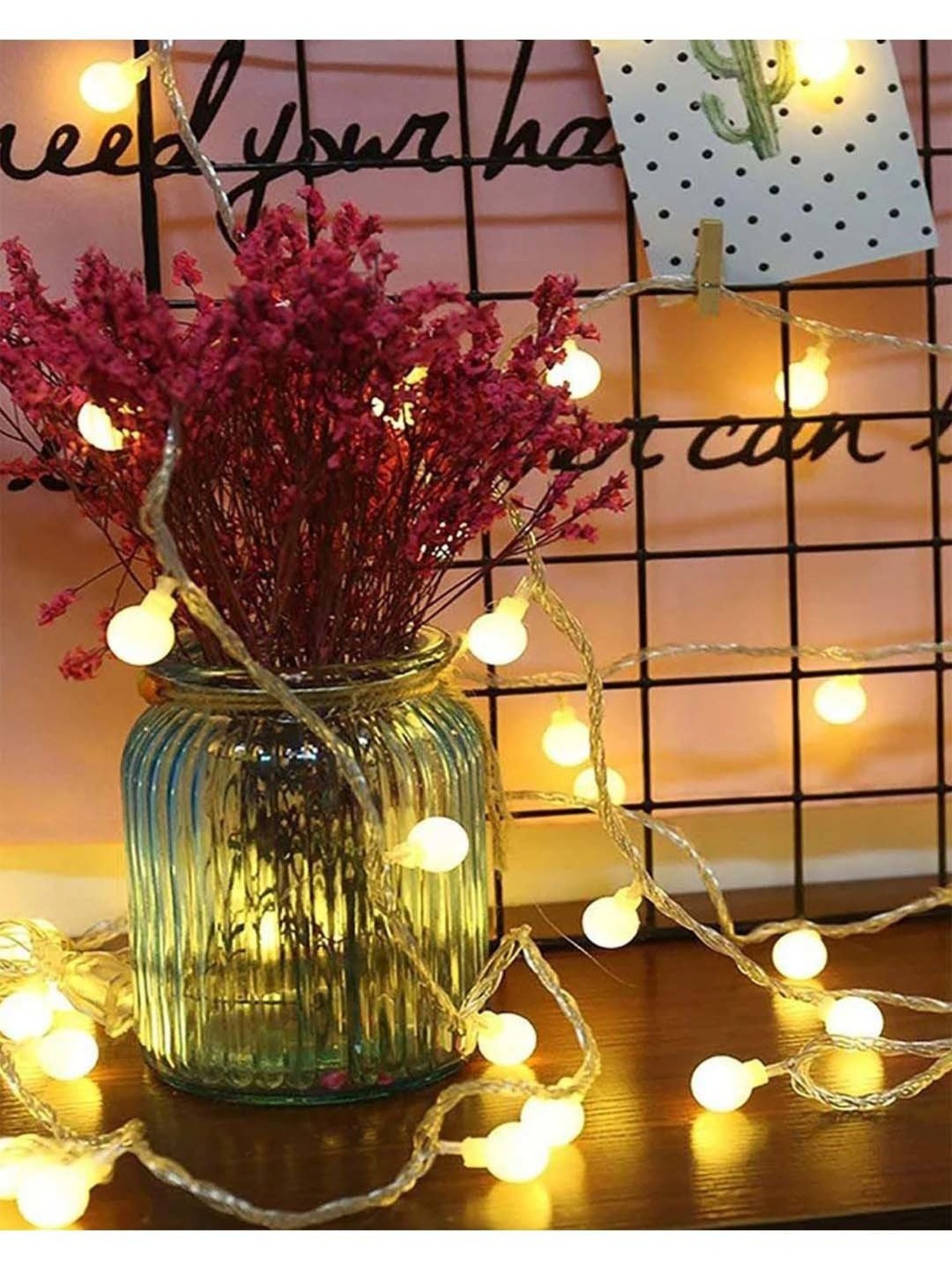 Homesake Yellow Copper 5M Frosted Ball Led Lights String Lights