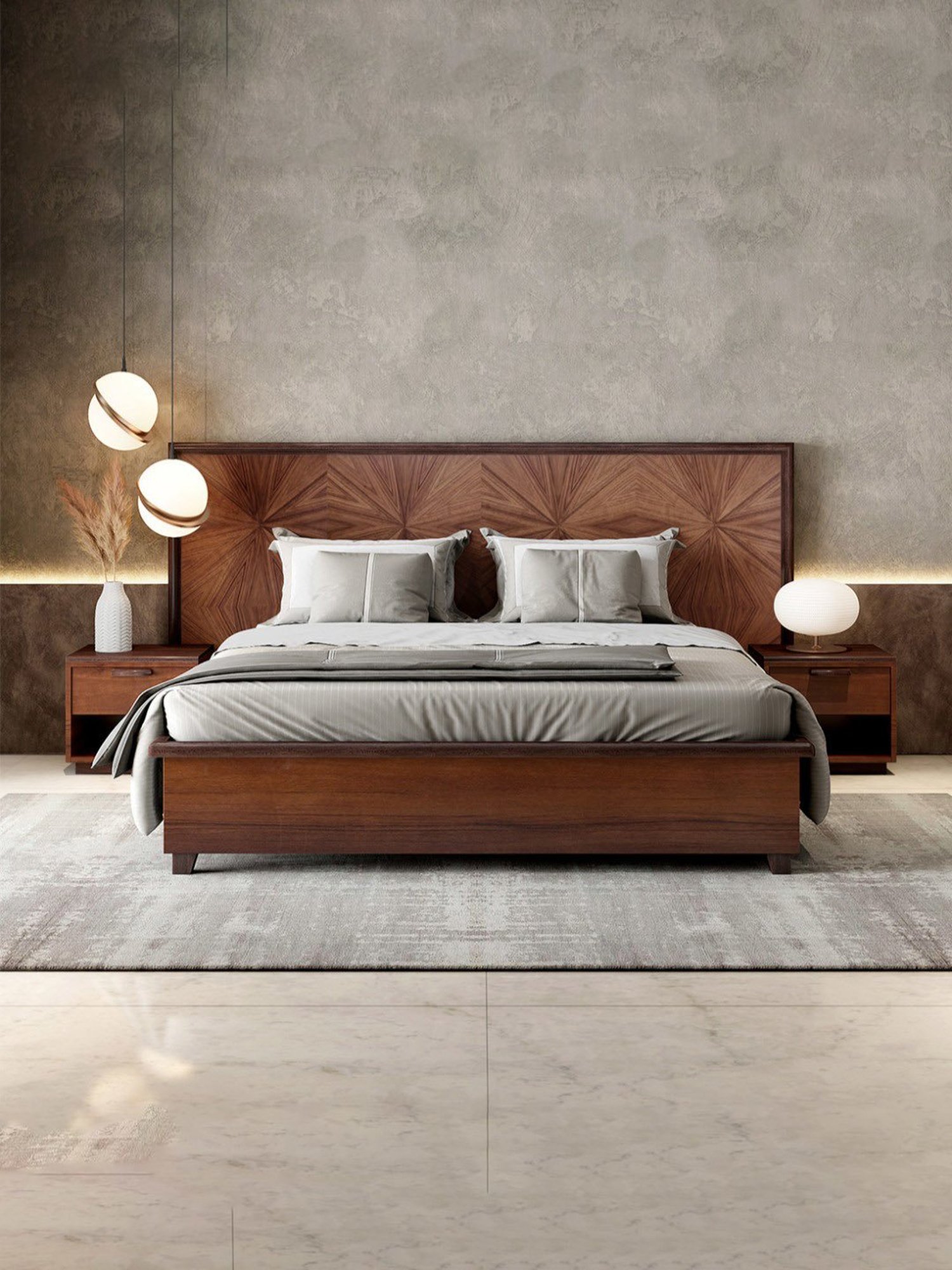 Durian Hudson Brown Plywood Queen Size Bed