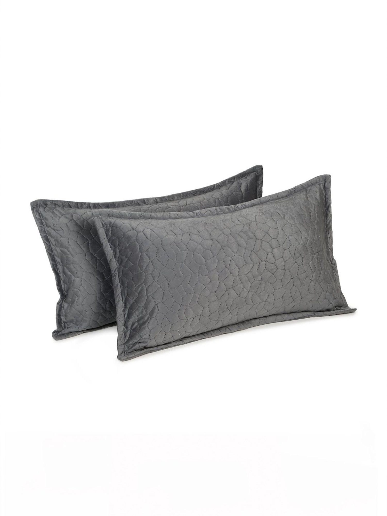HOSTA HOMES Ultrasonic Abstract Grey 280 TC Polyvelvet Pillow Covers - Set of 2