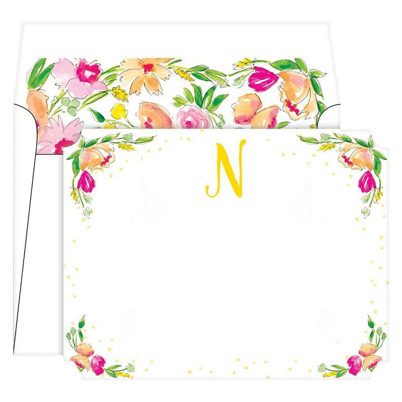 Die-Cut Social Set Floral Crest Monogram - N