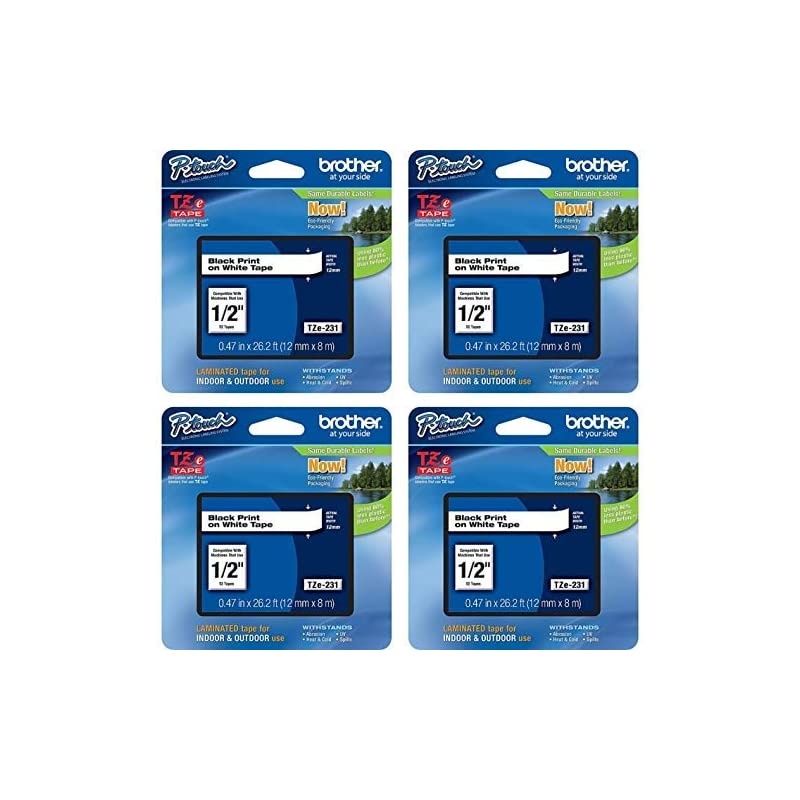 Tze-231 Labelling Tape Black on White - 4 Packing Retail Packing