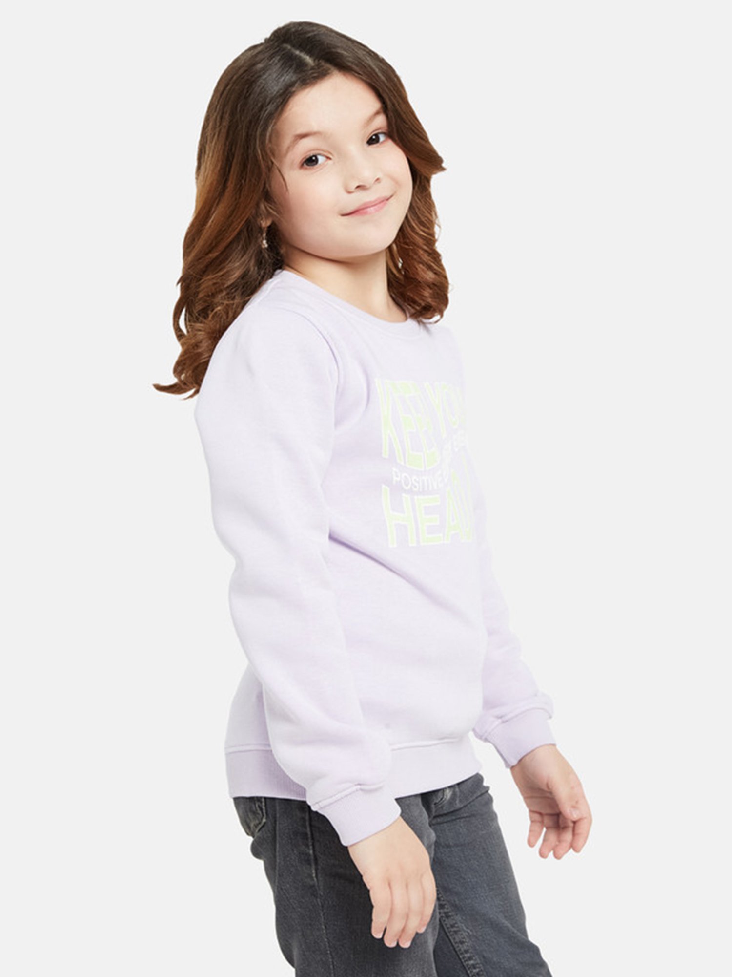 METTLE Kids Lavender Printed Full Sleeves Sweatshirt