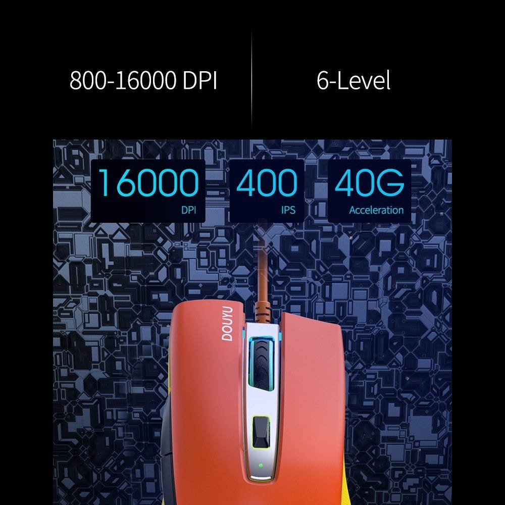 DMG700 Wired Gaming Mouse 16000DPI Game/Office Dual Modes Mice Laptop Desktop PC Accessory Orange