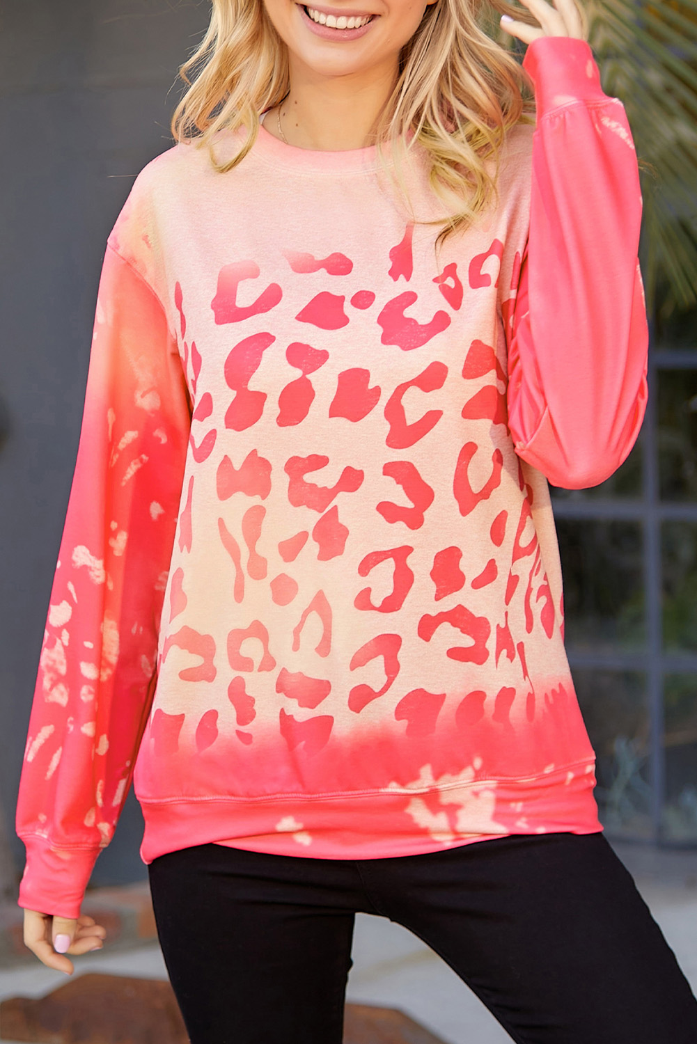 Pink Sequins Candy Cane Round Neck Sweatshirt