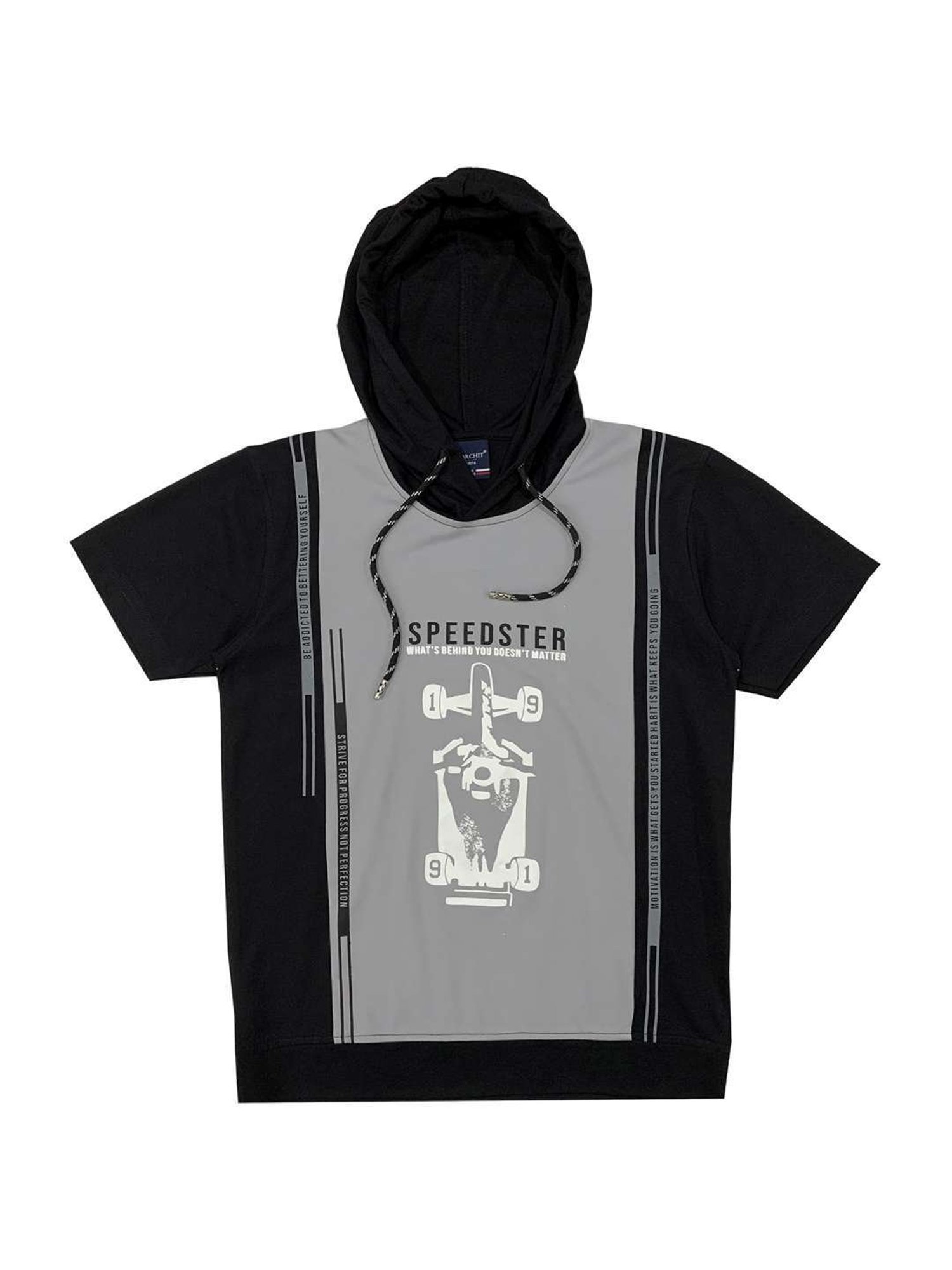 Cavio Kids Black & Grey Printed T-Shirt