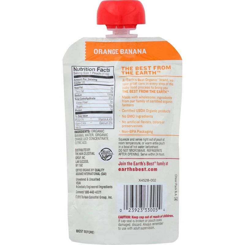Earth's Best Organic Stage 2 Orange Banana Baby Food - 4oz