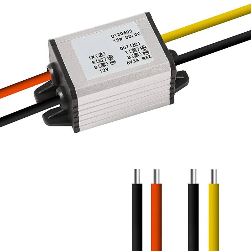 12V to 6V Car Power Voltage Converter DC 9V22V 12V to DC 6V Buck Voltage 3A 18W Waterproof DC Step Down Volt Module Power Supply Board Compatible with Car Vehicle Automotive LED Display Radio