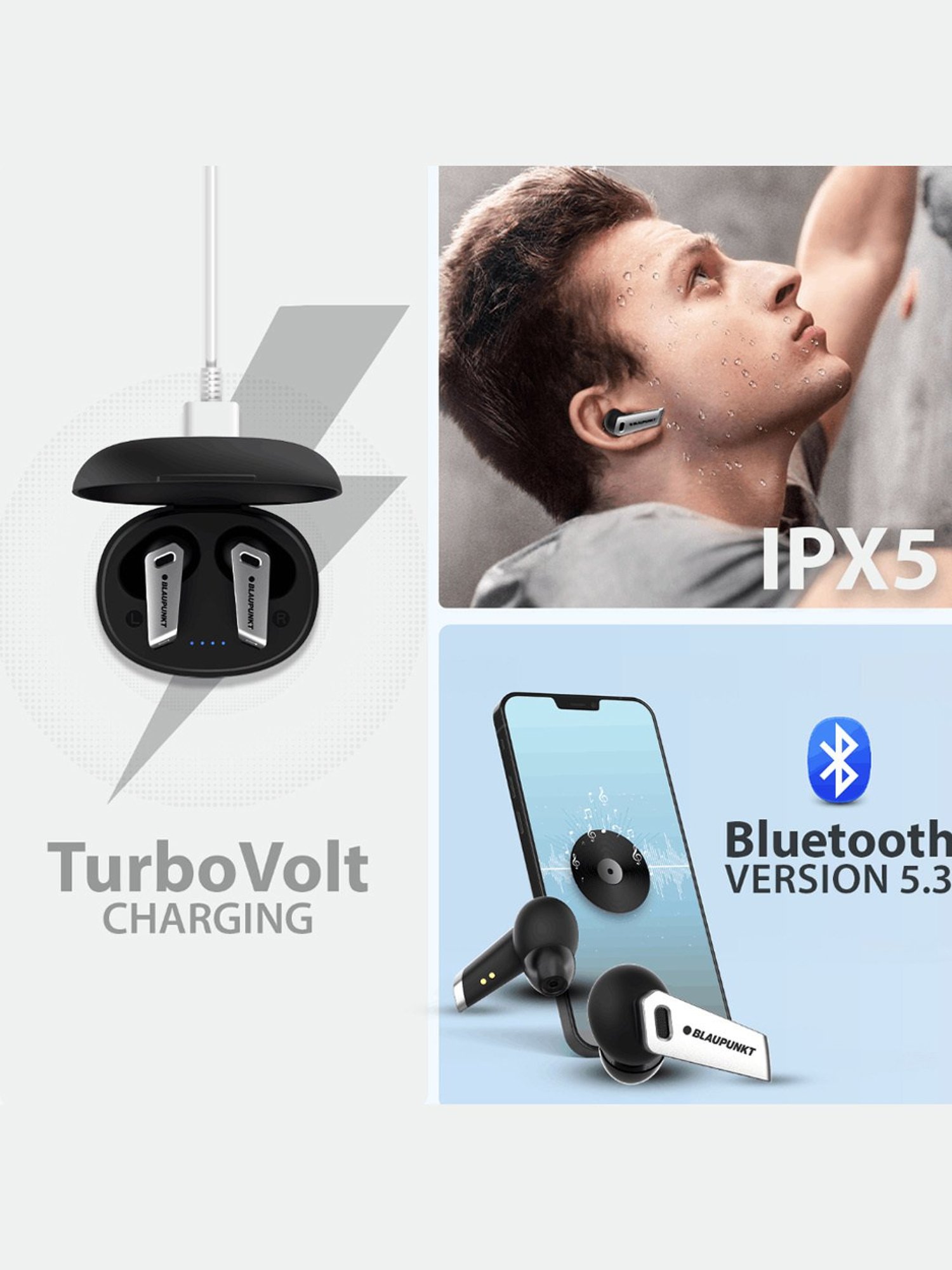 Blaupunkt BTW300 Bass Buds Bluetooth Wireless Earbuds with 40 hrs Playtime (Black)