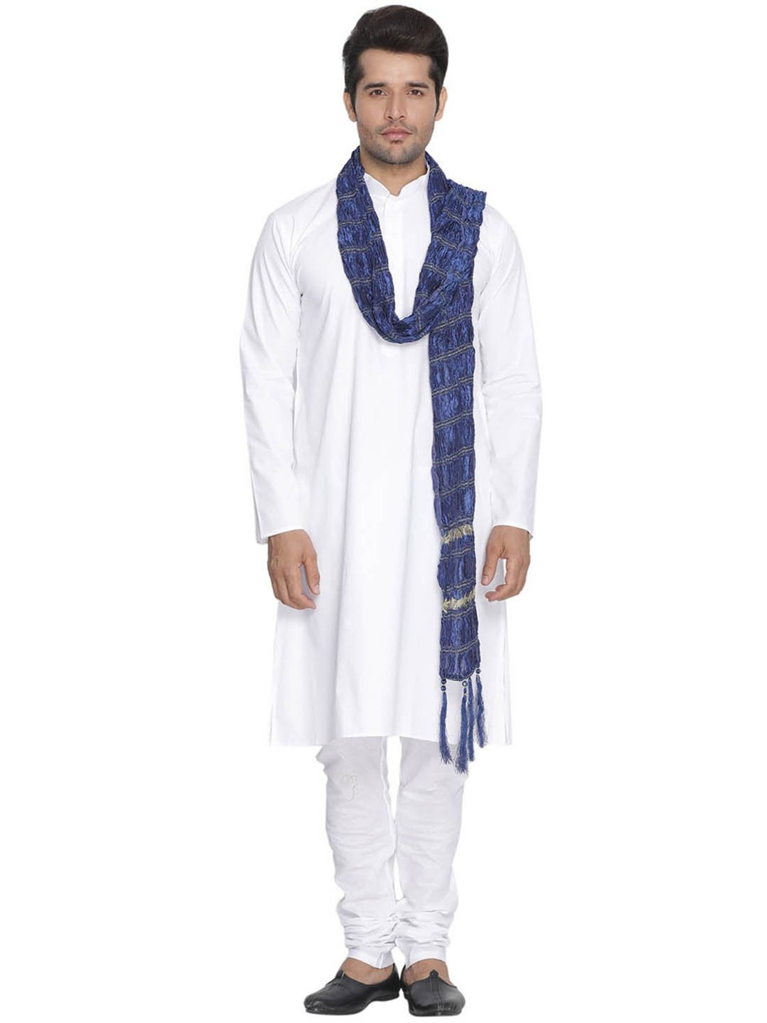 VASTRAMAY Royal Blue Viscose Self Pattern Dupatta