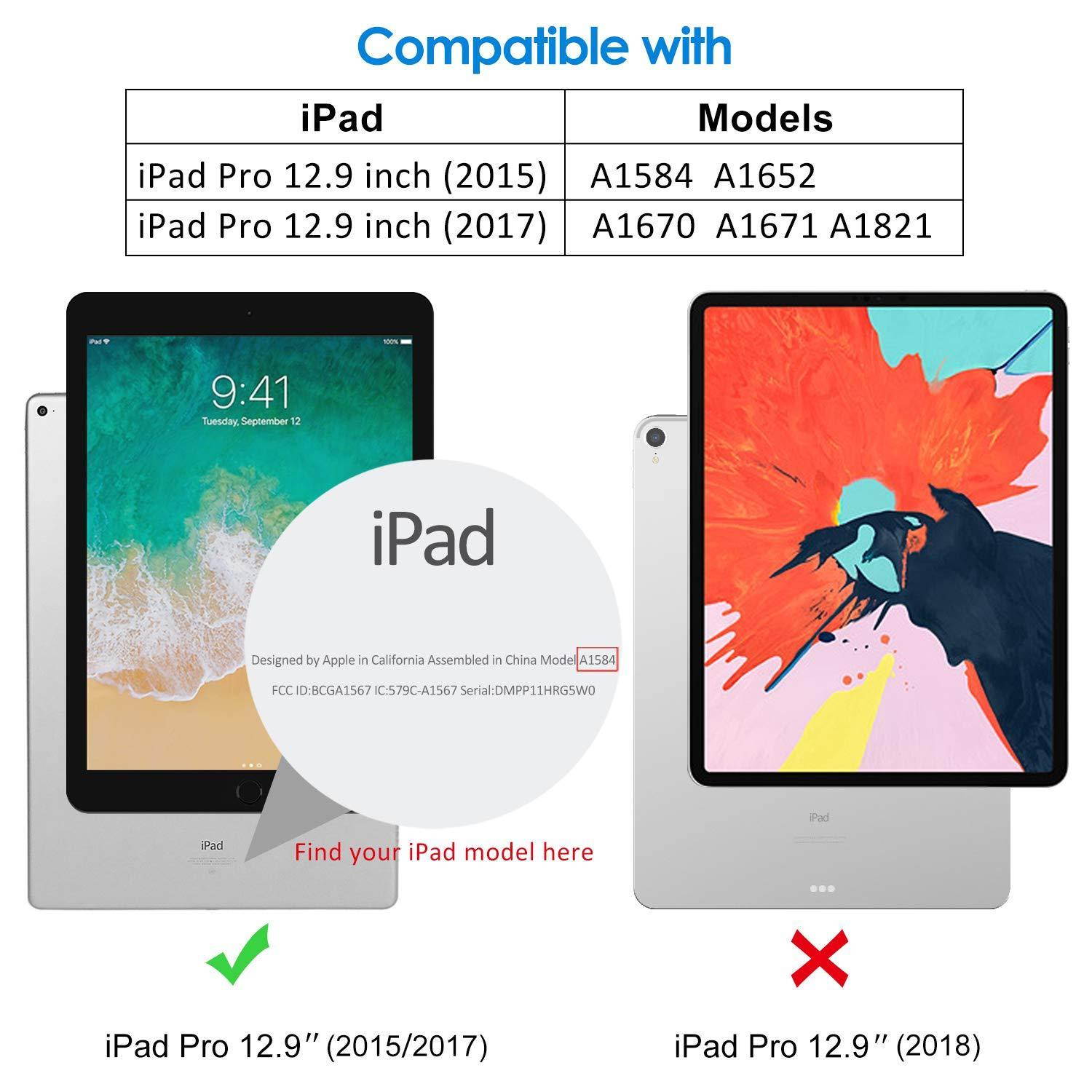 jetech case for ipad pro 12.9-inch (2015 model), smart cover with auto sleep/wake, black