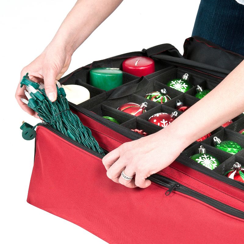 TreeKeeper Santa's Bags 3 Tray Ornament Storage with Side and Front Pockets