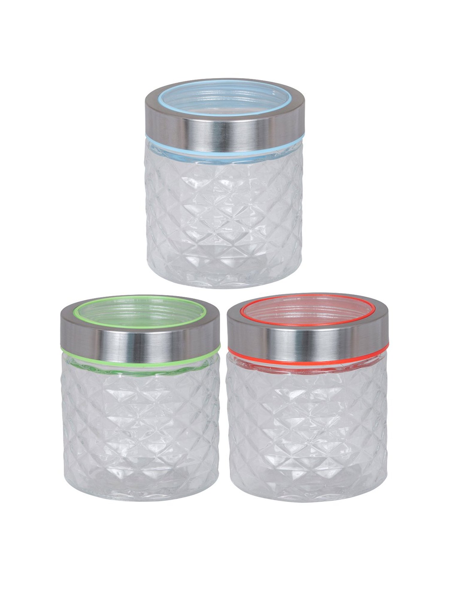 Goodhomes Transparent Glass Storage Jar - Set of 3