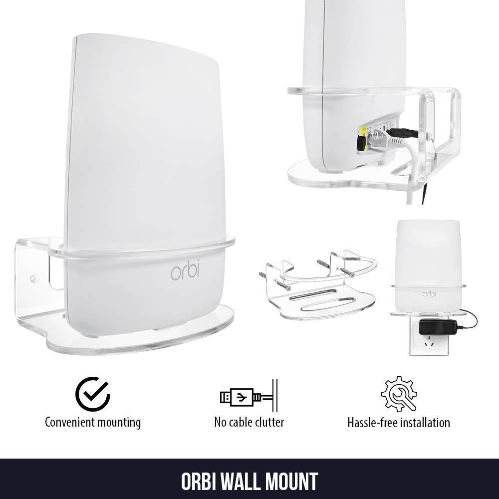 Durable Wall Mount Compatible with NETGEAR Orbi Mesh Wi-Fi System - Extra Security for Your Wi-Fi Router (2-Pack)
