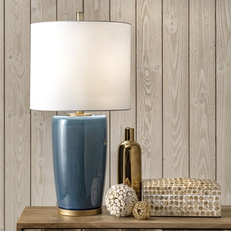 nuLOOM Avon 24" Ceramic Table Lamp Lighting - Blue 24" H x 11" W x 24" D