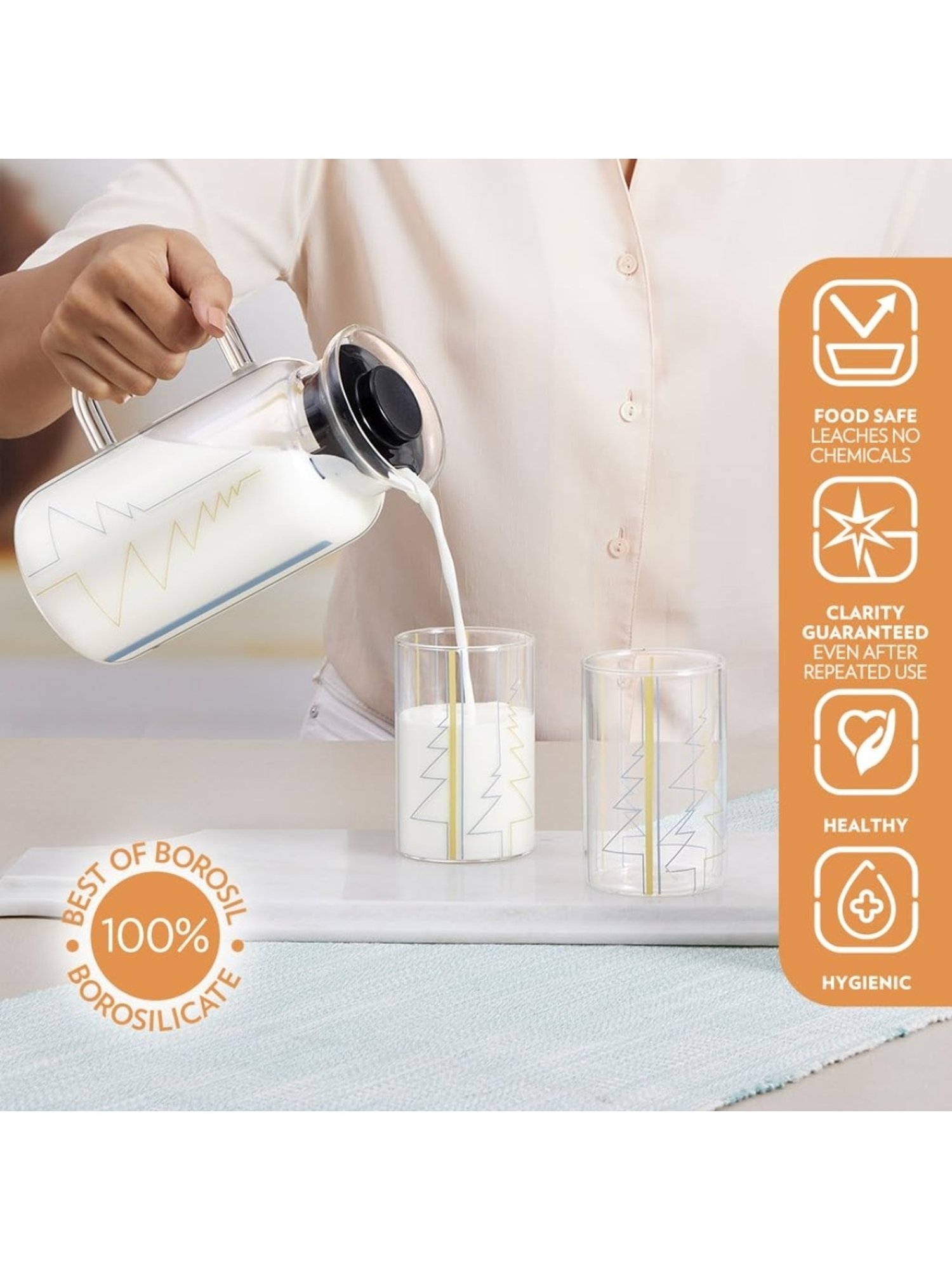 Borosil Silver Stainless Steel Wonder Jug (5700 ML)