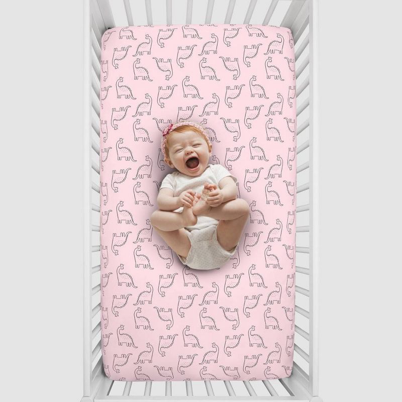Carter's Dinosaur Princess Super Soft Mini Crib Fitted Sheet - Pink