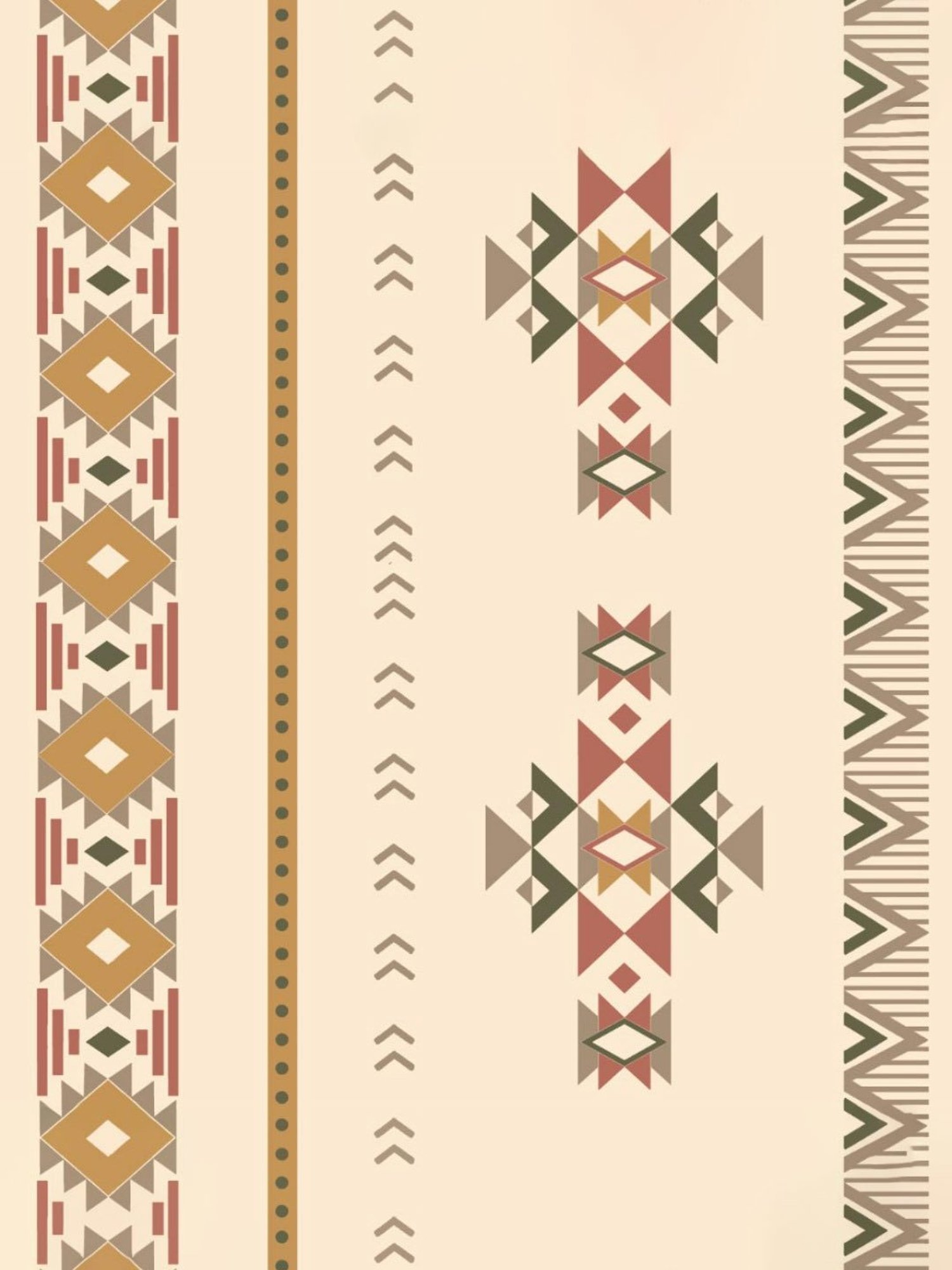 SPACES DRAPE STORY Boho Digital Print Beige & Khaki Polyester 7 ft Door Curtains - Set of 4