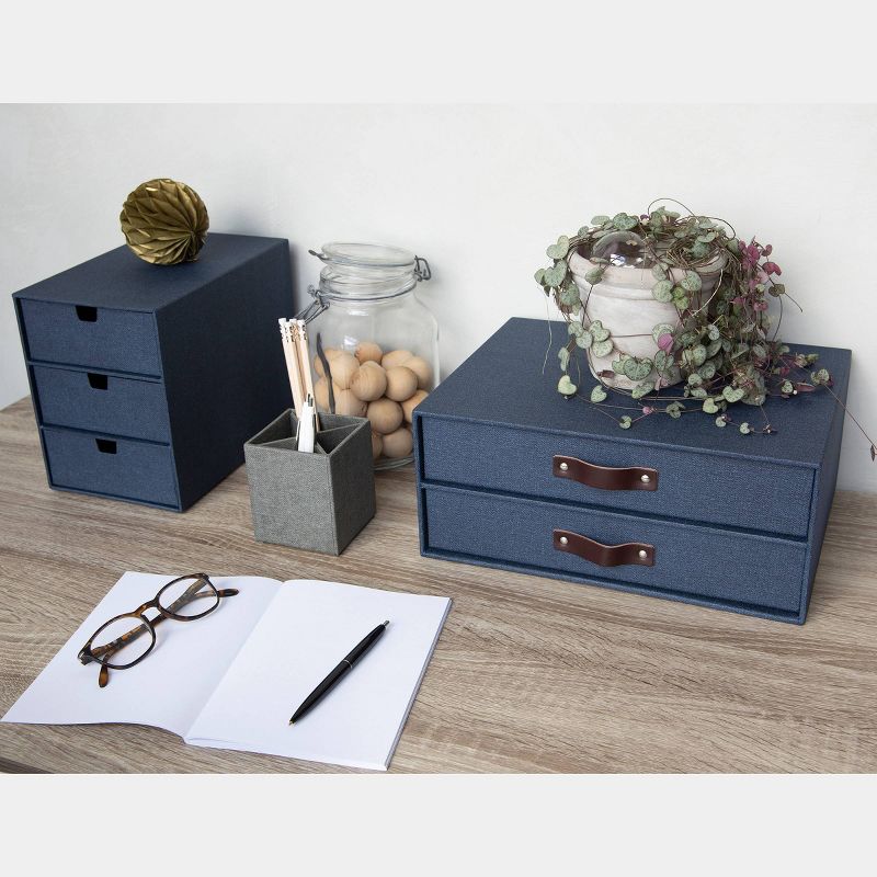 Birger 2-Drawer Canvas File Box Blue - Bigso Box of Sweden