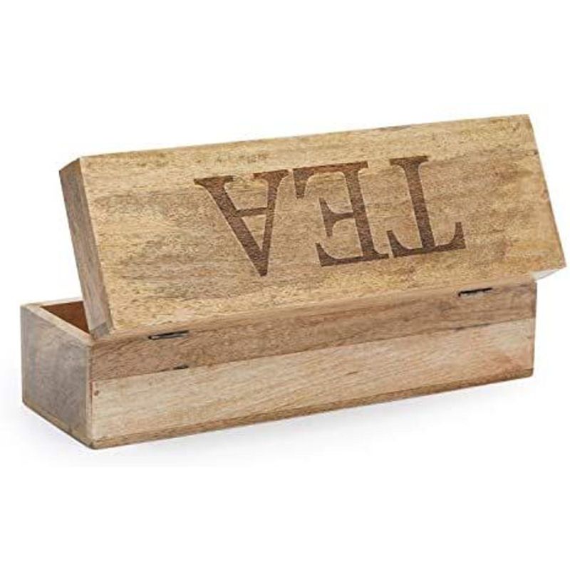 Juvale Wooden Tea Organizer Box with Divided Sections (12.5 x 4 x 4 In)