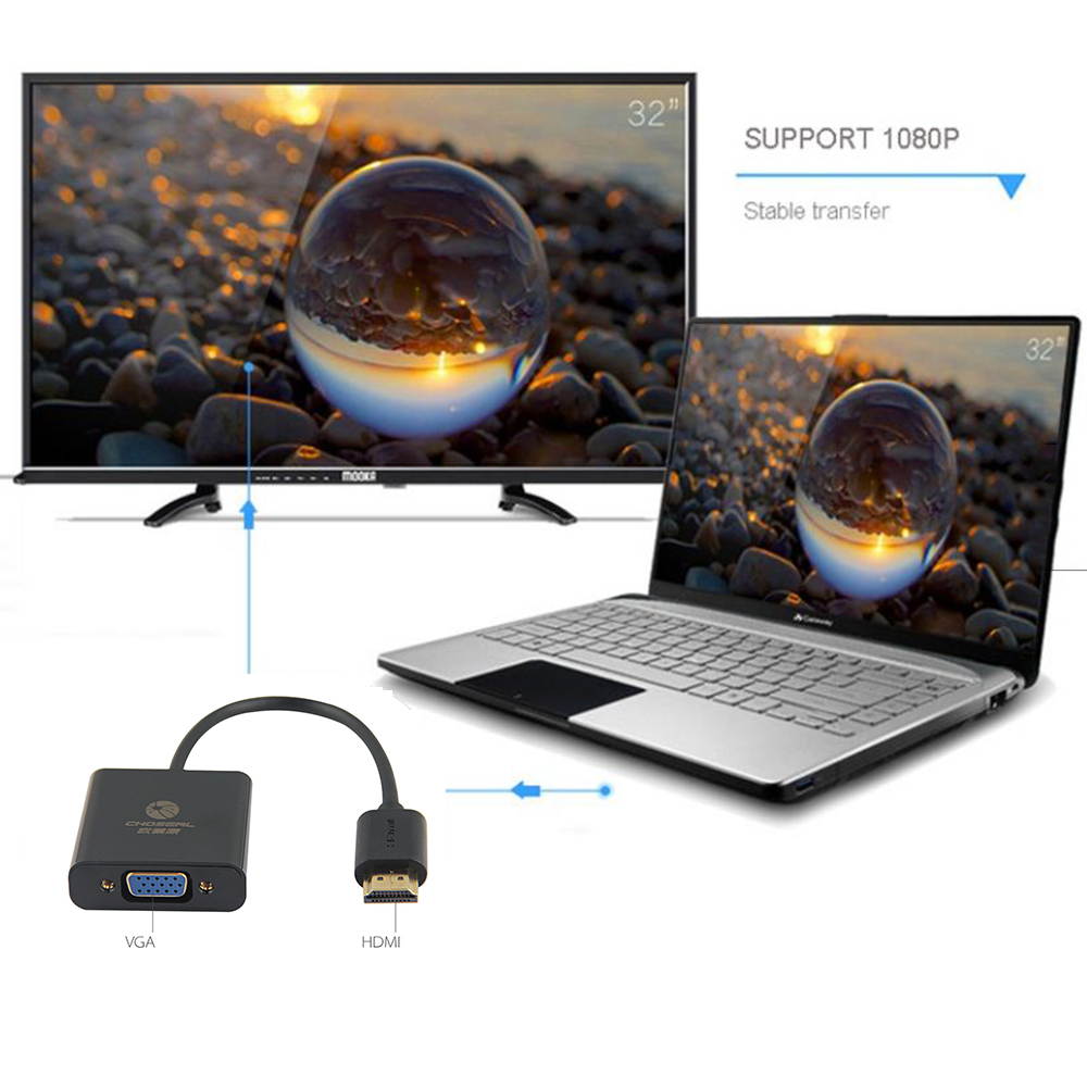 Choseal Computer Adapter HDMI to VGA Gold-Plated HDMI to VGA Adapter for Computer, Desktop, Laptop, PS4, PC, Monitor, Projector, HDTV QS6934