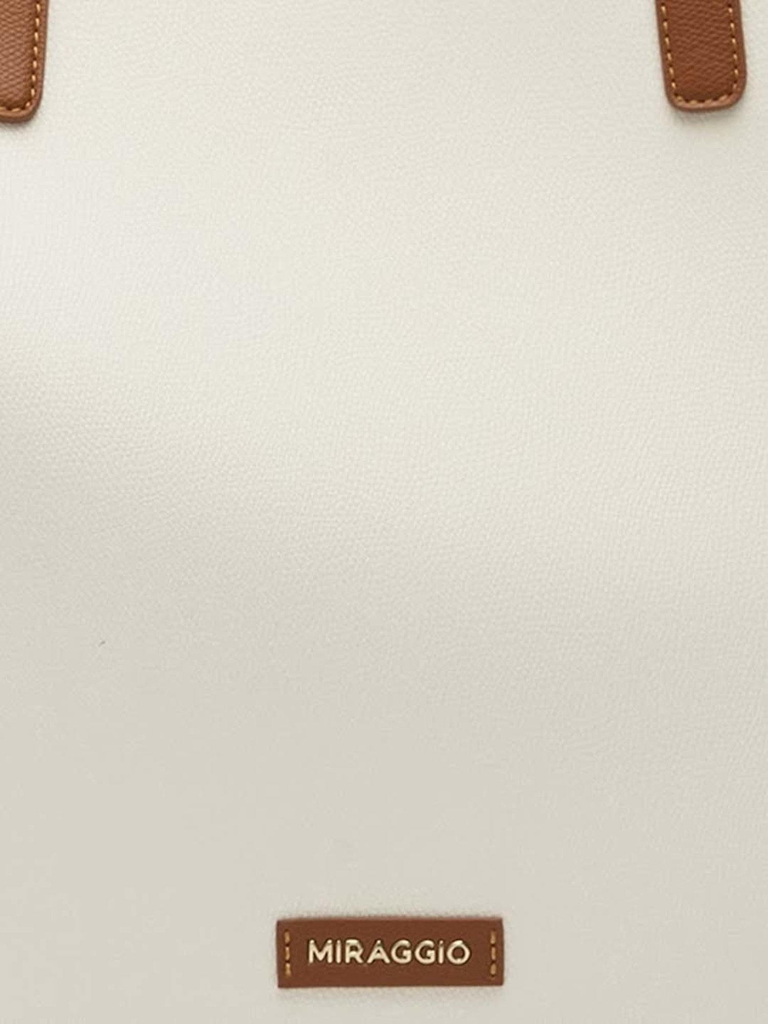 Miraggio White & Brown Solid Large Tote Handbag