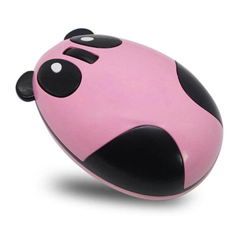 2.4GHz Wireless Mouse Optical Panda Computer Mouse Cartoon Animal USB Rechargeable Mouse for PC Pink White