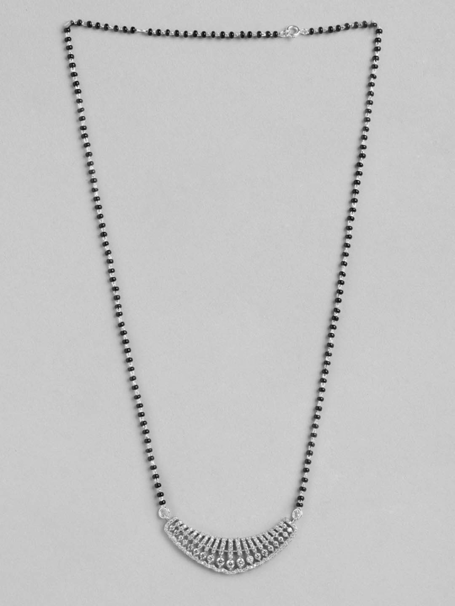 Zavya 925 Silver Abstract Radiance Rhodium-Plated CZ Mangalsutra for Women