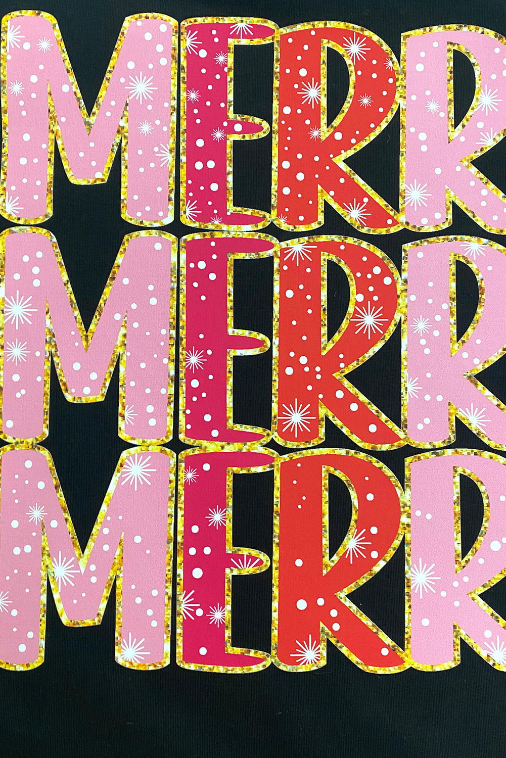 Black Christmas Fashion MERRY Letter Graphic T Shirt