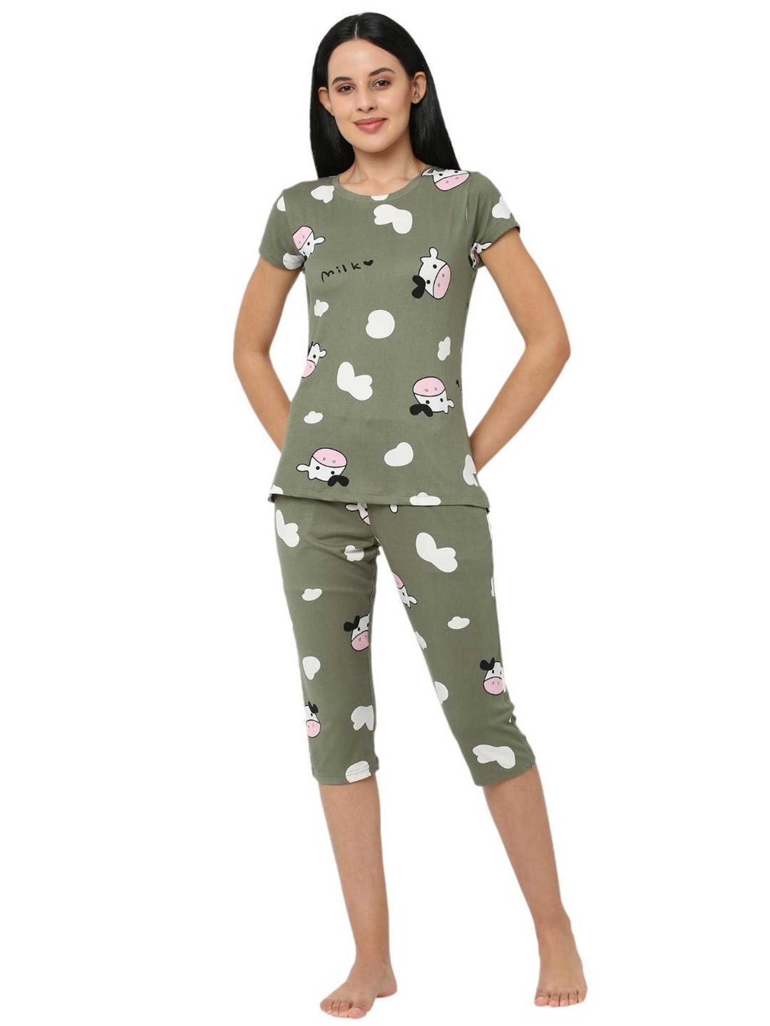 Sweet Dreams Olive Printed Capri Set