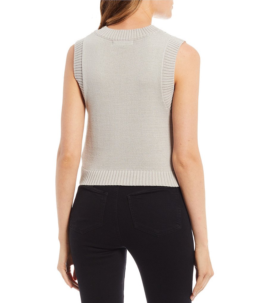 Say What Argyle Print Cropped Sweater Vest Top