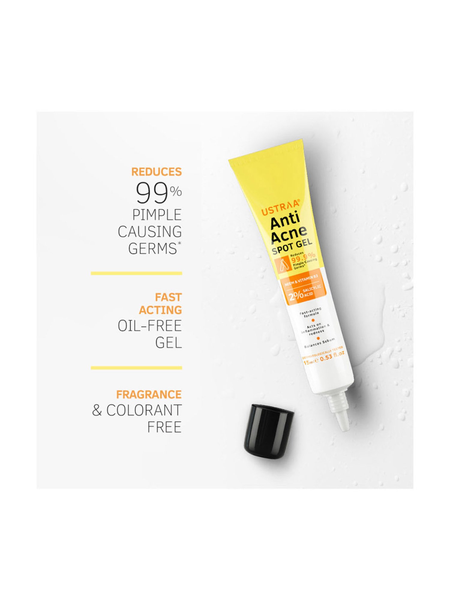 Ustraa Ayurvedic Cold Pressed Oil - 200 ml & Anti Acne Spot Gel - 15 ml