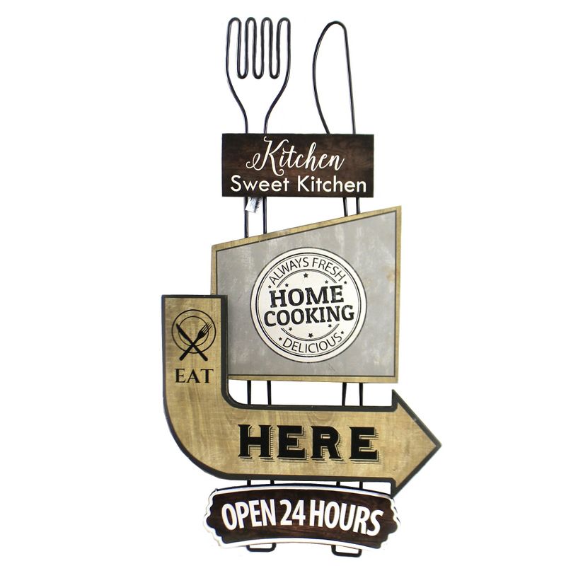 Home Decor 23.5" Kitchen Sweet Kitchen Plaque Home Cooking 24 Hours  -  Wall Sign Panels
