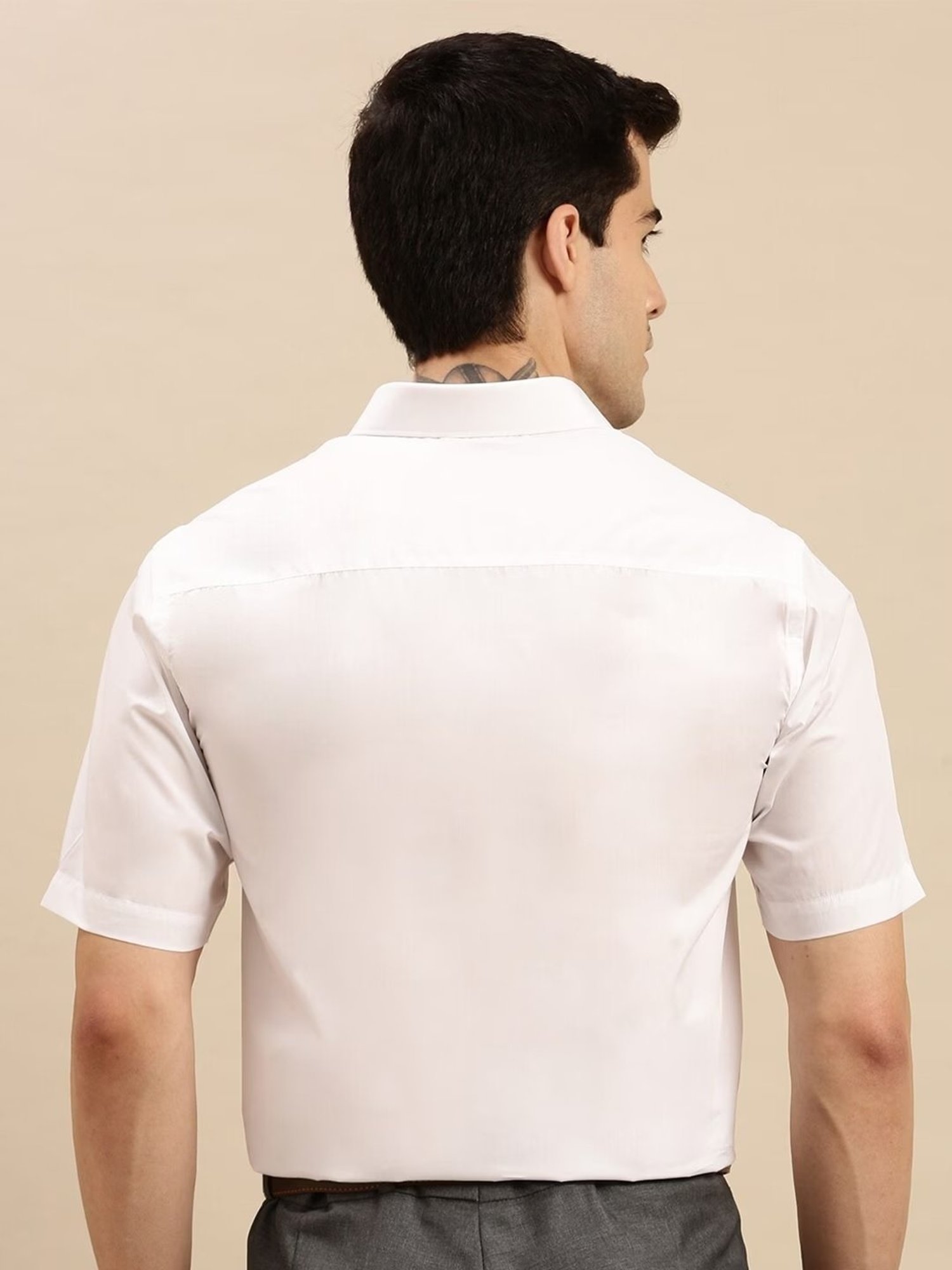 Ramraj White Cotton Regular Fit Half Sleeves Shirt