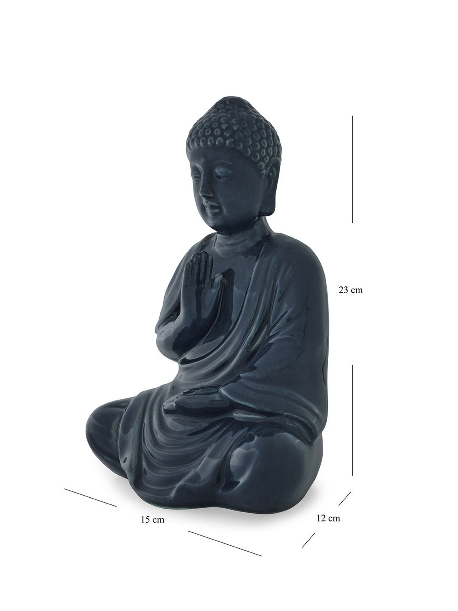 Pure Home and Living Dark Blue Ceramic Sitting Buddha Figurine