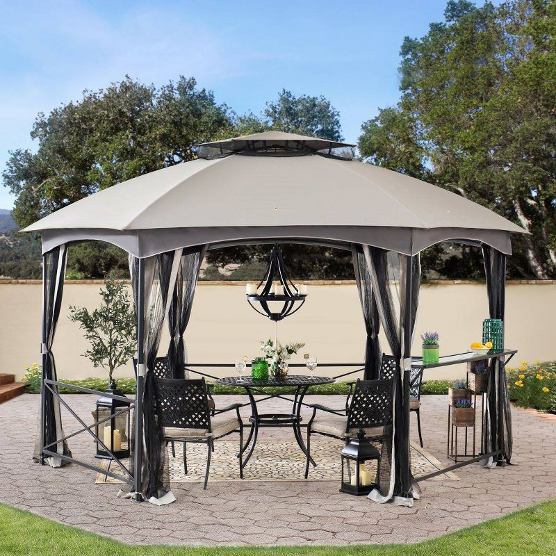 Briar 14.7' X 14.7' Steel Frame 2-Tier Outdoor Vented Gazebo - Sunjoy